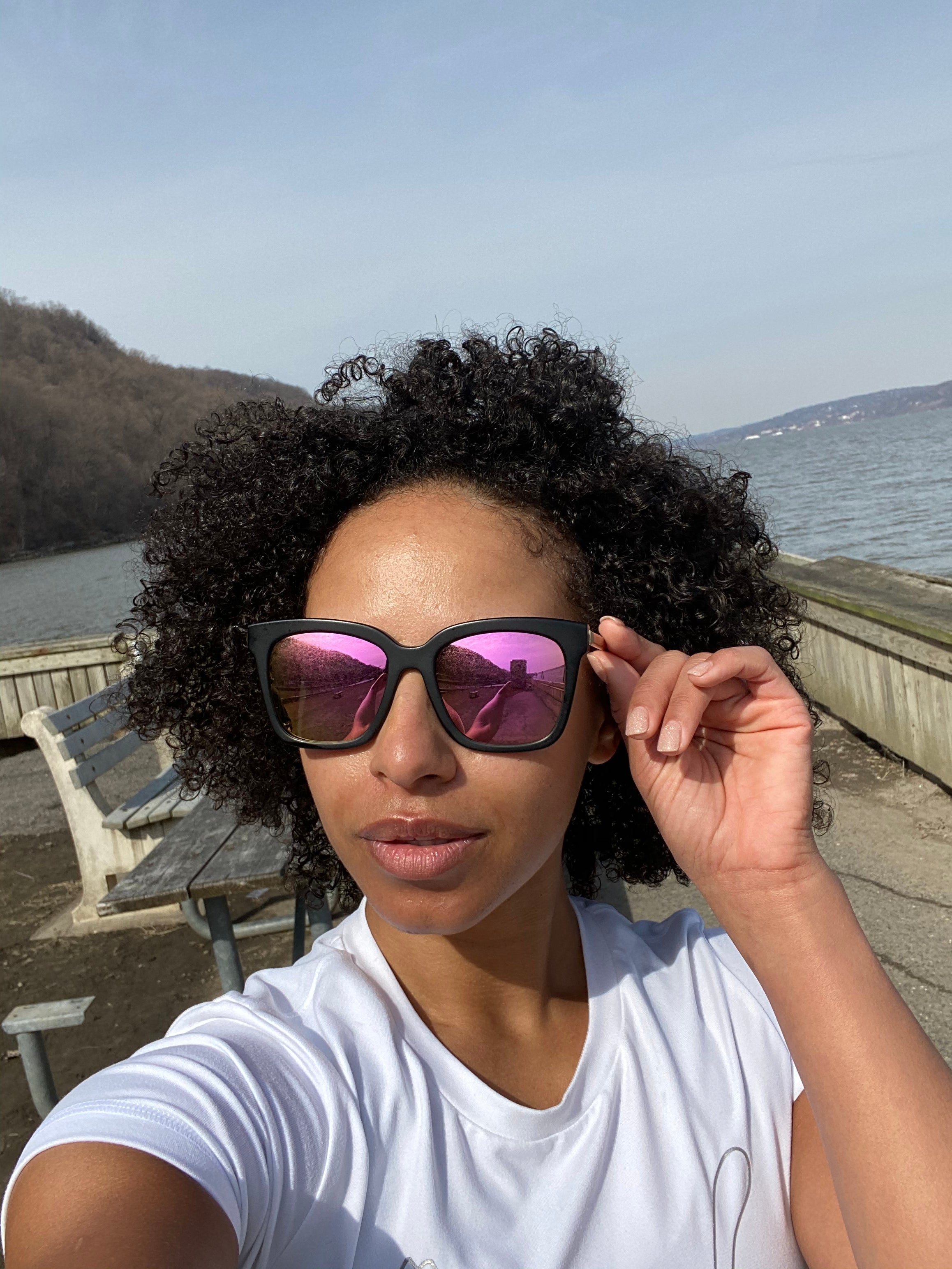 Bella - Matte Black Pink Mirror Polarized Sunglasses