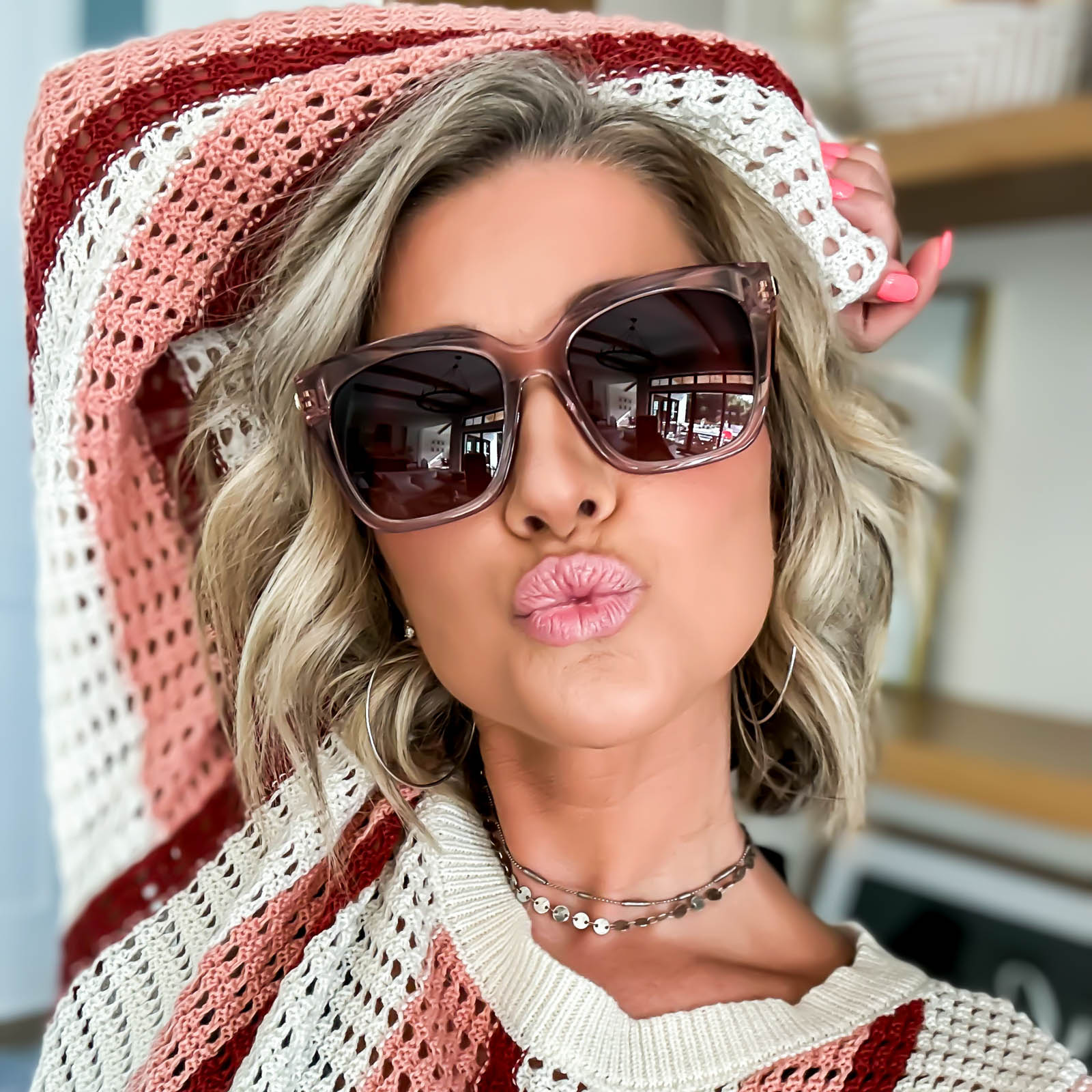 Bella - Light Pink Crystal Wine Gradient Sunglasses