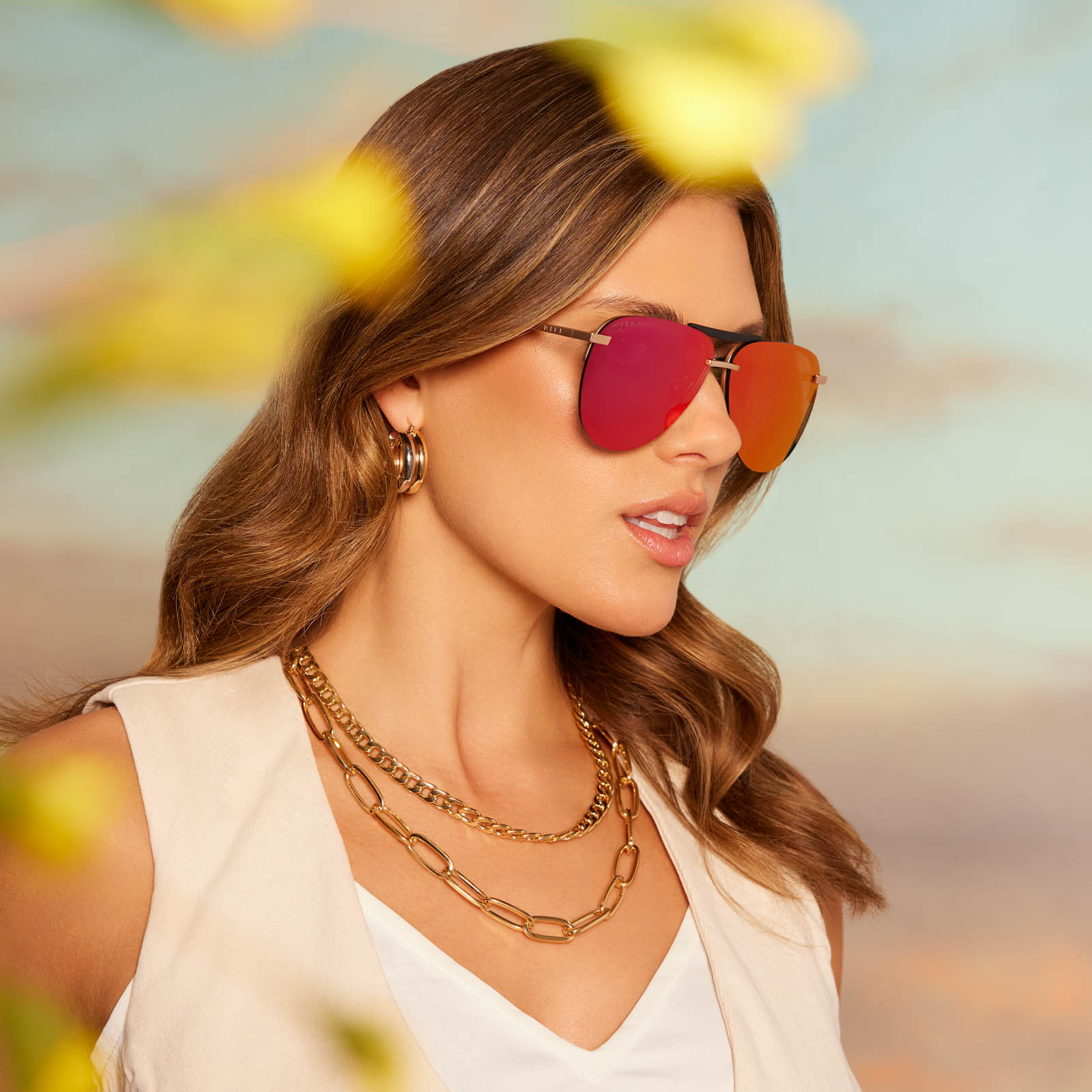 Tahoe - Matte Gold Sunset Mirror Polarized Sunglasses