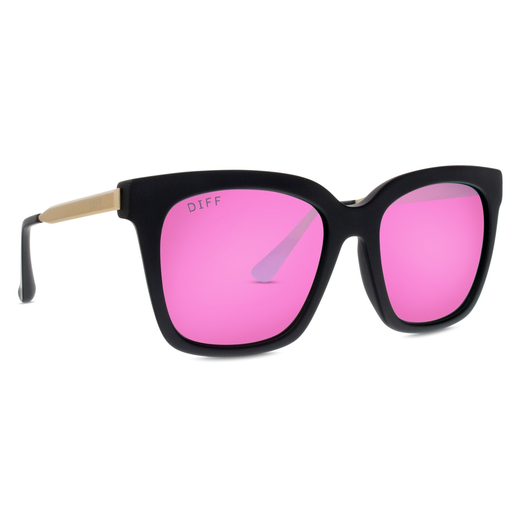 Bella - Matte Black Pink Mirror Polarized Sunglasses