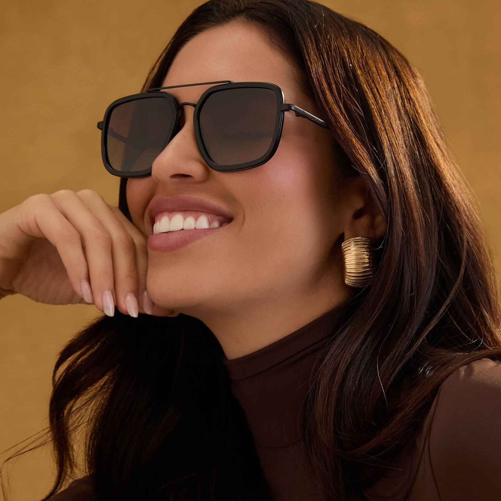 Jordan - Matte Black Temple Tips Brown Gradient Polarized Sunglasses