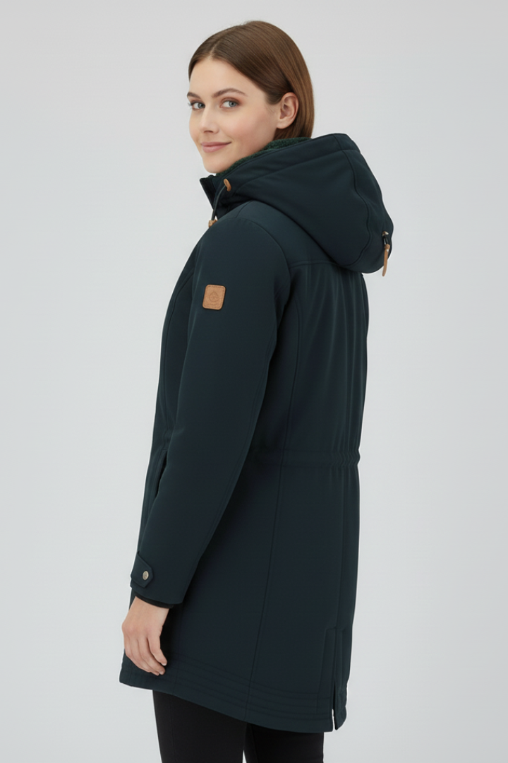 Women's Hooded Parka Jacket with Zip Closure