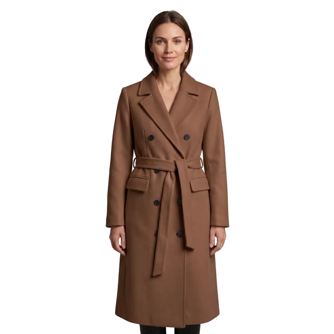 Women's Double-Breasted Belted Long Coat