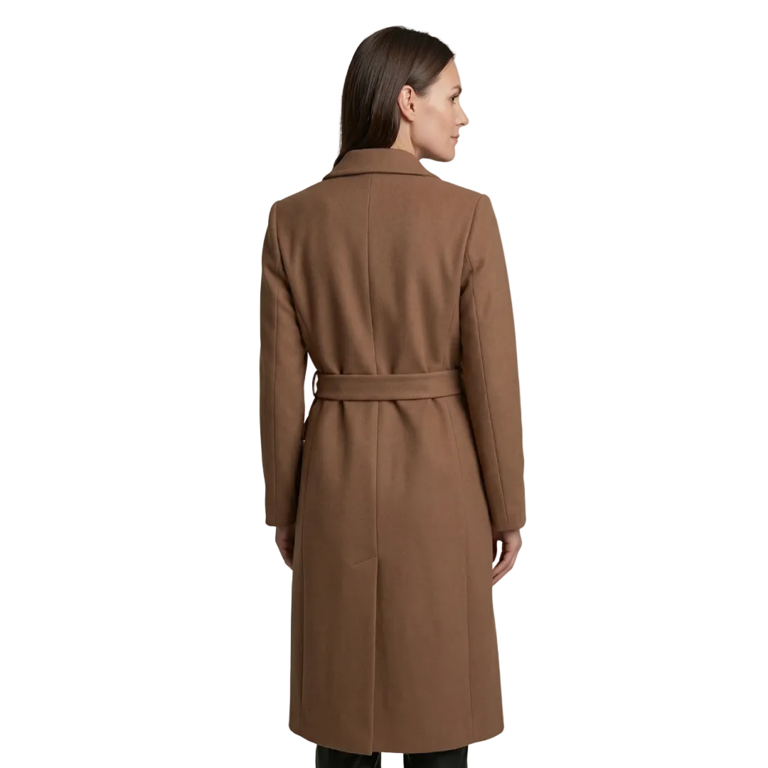 Women's Double-Breasted Belted Long Coat