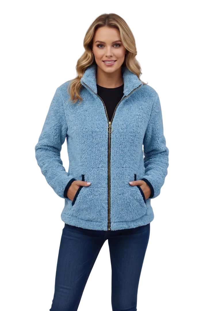 Women's Fleece Jacket with Stand-Up Collar