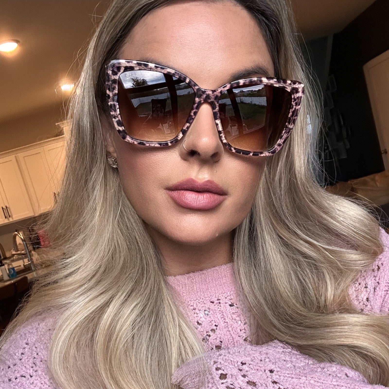 Becky II - Leopard Tortoise Brown Gradient Sunglasses