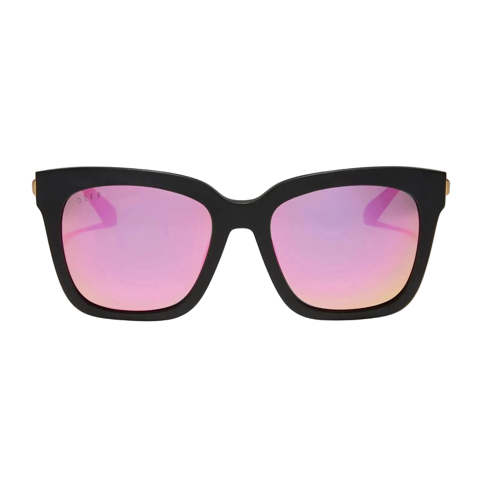 Bella - Matte Black Pink Mirror Polarized Sunglasses