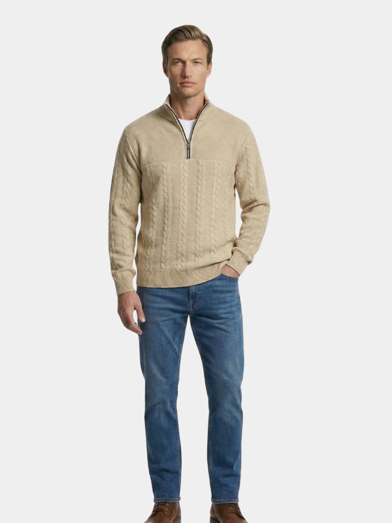 Essential Henley High Collar Quarter Zip Pullover