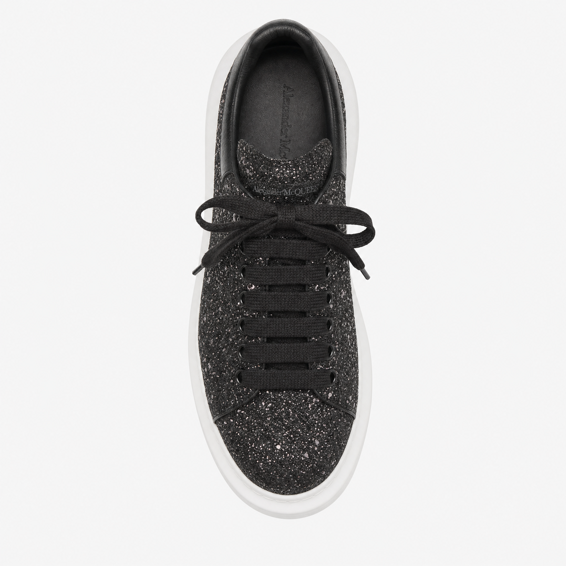 Oversized Sneaker Black Glitter White Sole