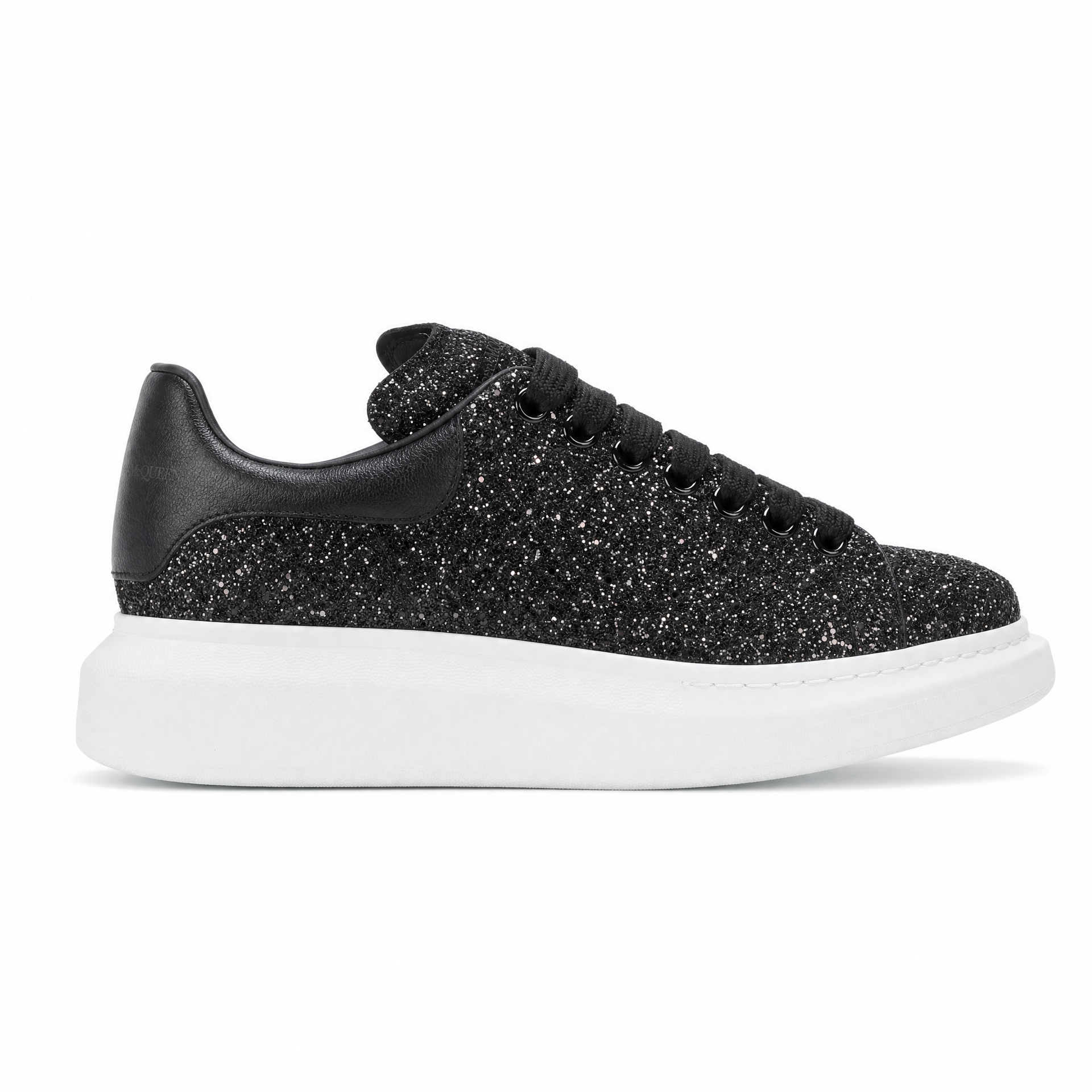 Oversized Sneaker Black Glitter White Sole