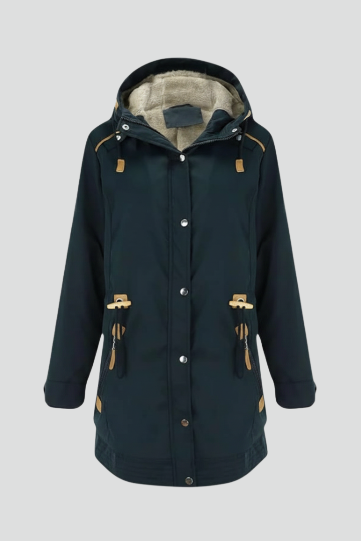 Women's Hooded Parka Jacket with Zip Closure