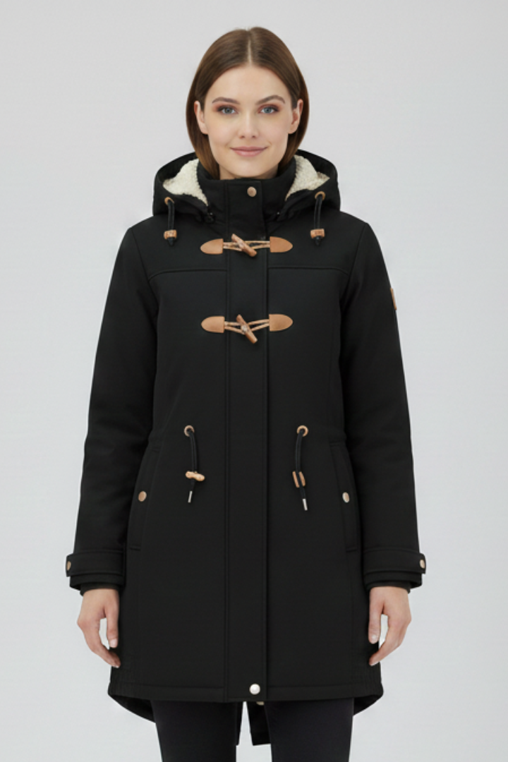 Women's Hooded Parka Jacket with Zip Closure