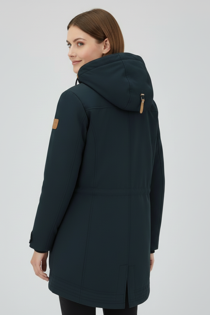 Women's Hooded Parka Jacket with Zip Closure