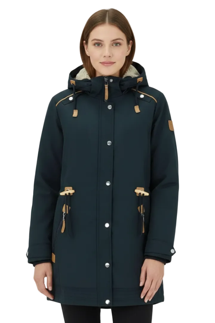 Women's Hooded Parka Jacket with Zip Closure