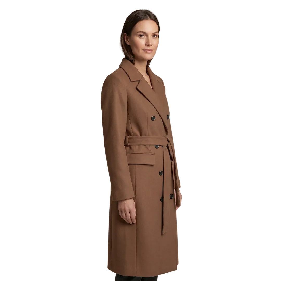 Women's Double-Breasted Belted Long Coat