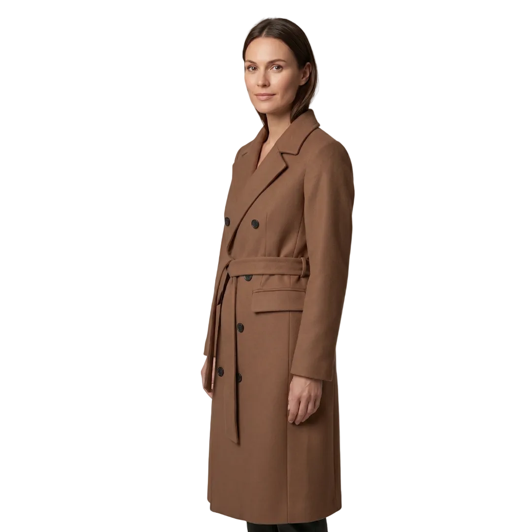 Women's Double-Breasted Belted Long Coat