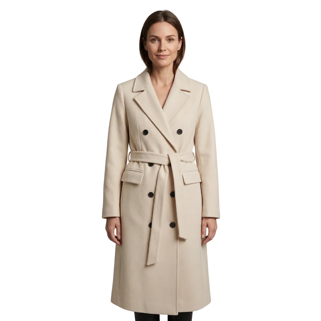 Women's Double-Breasted Belted Long Coat