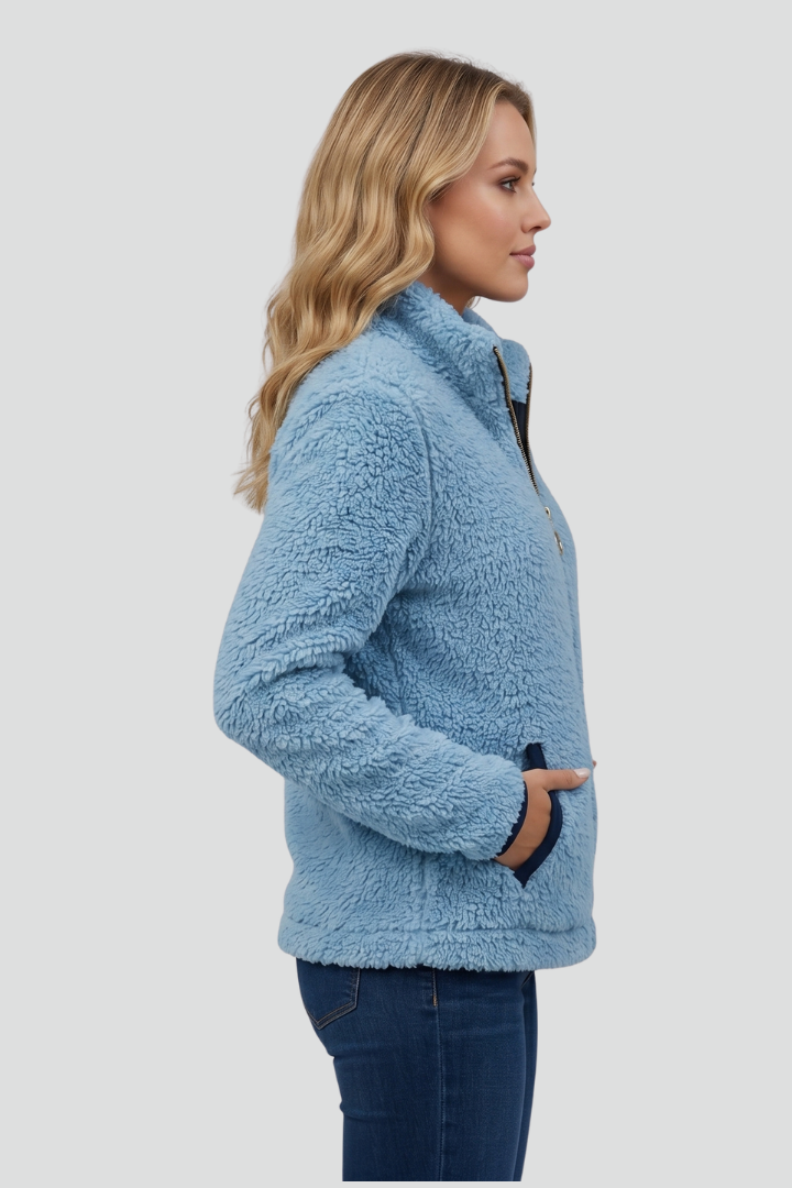 Women's Fleece Jacket with Stand-Up Collar