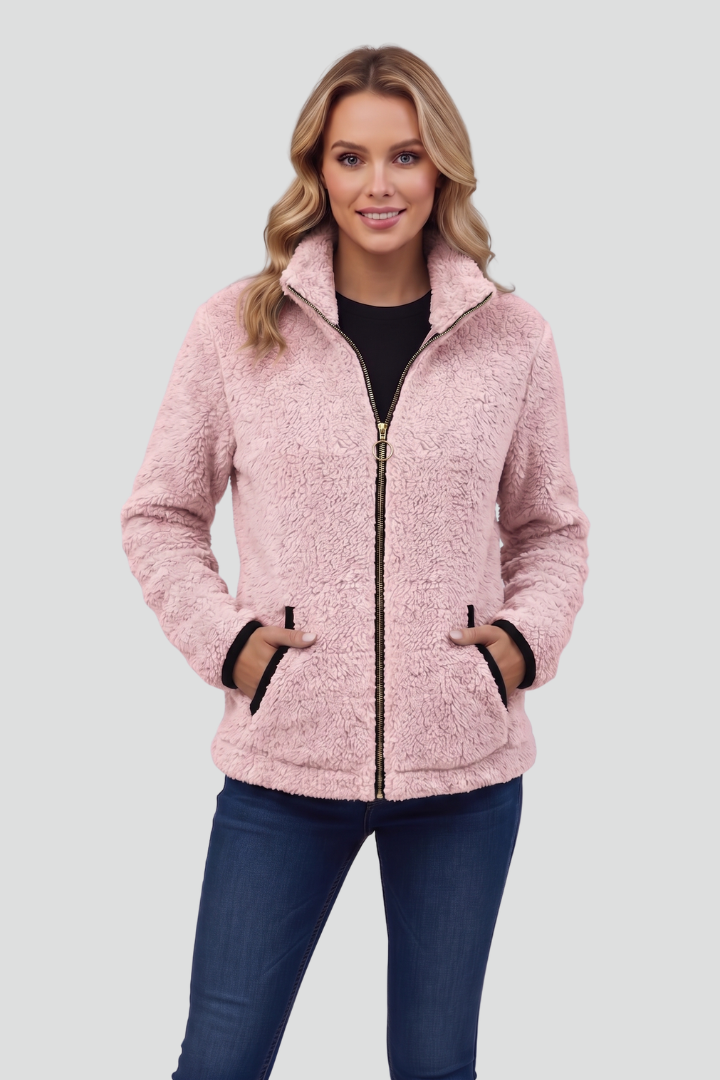 Women's Fleece Jacket with Stand-Up Collar