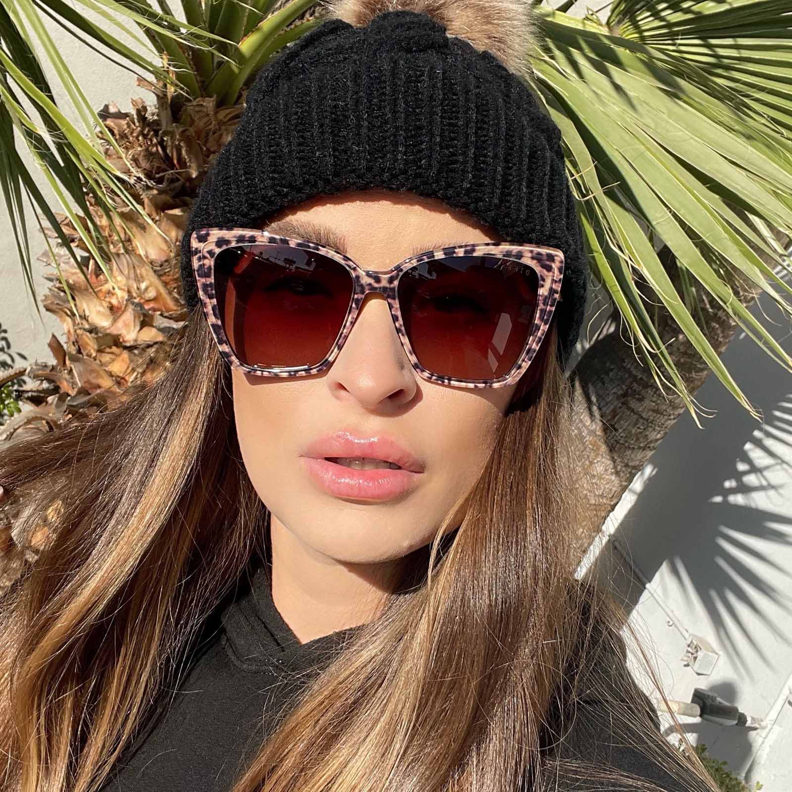 Becky II - Leopard Tortoise Brown Gradient Sunglasses